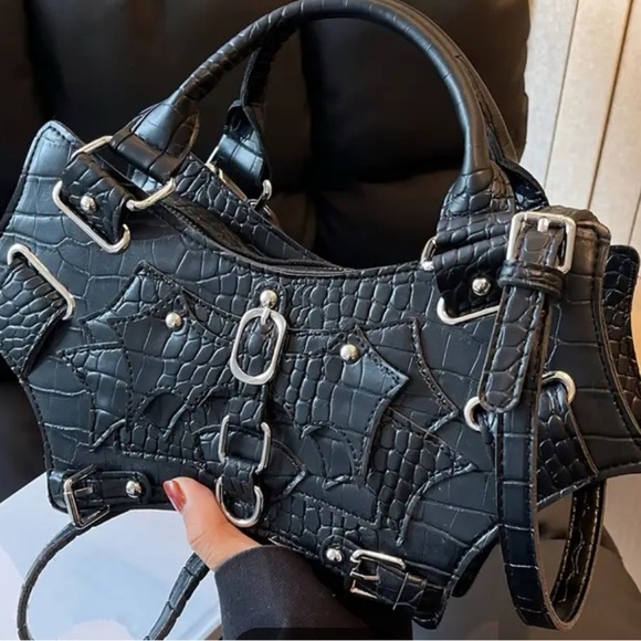 Handbags - Rock Steampunk Style Rivet Satchel Handbag, Gothic Bat Wing Shape​